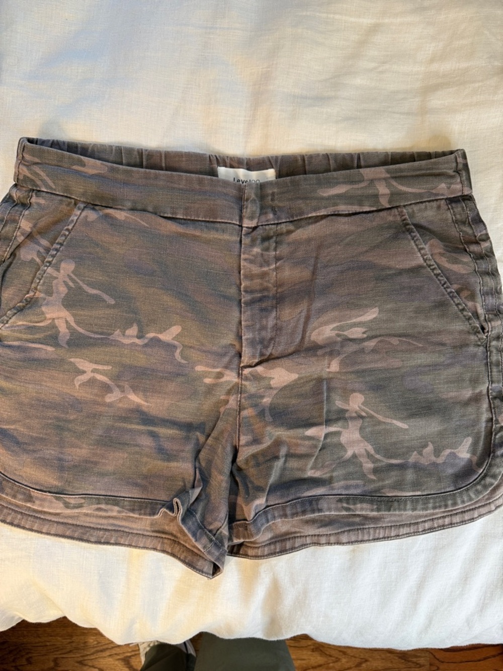 Level 99 Women's Taupe Gray Camo Bermuda Shorts